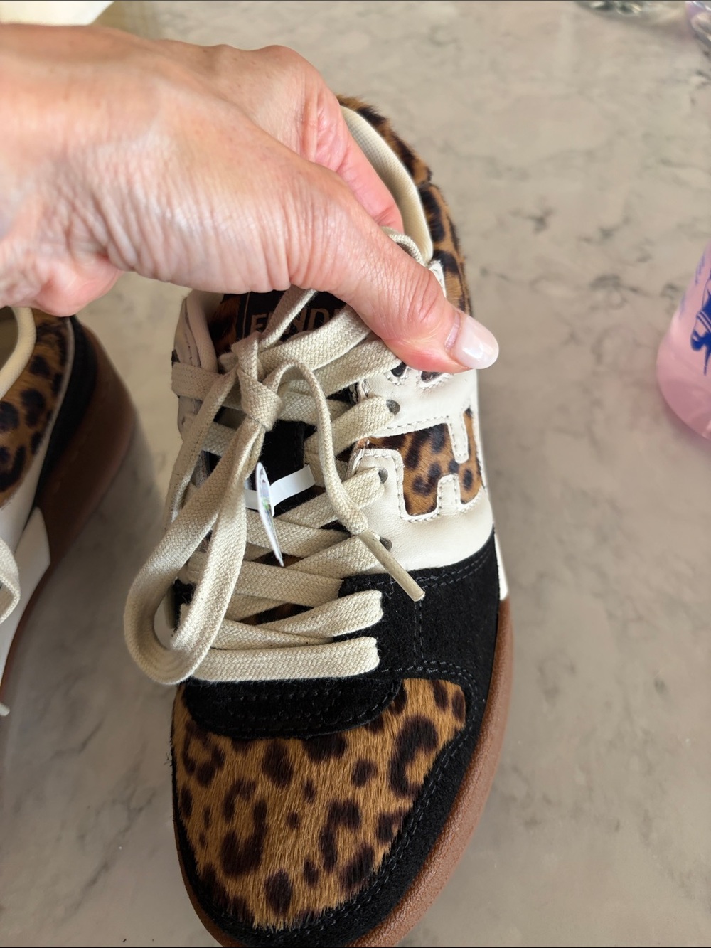 NWT Fendi Leopard-Print Low-Top Sneaker in Black, Cream & Brown w/ box &laces! - Picture 10 of 17